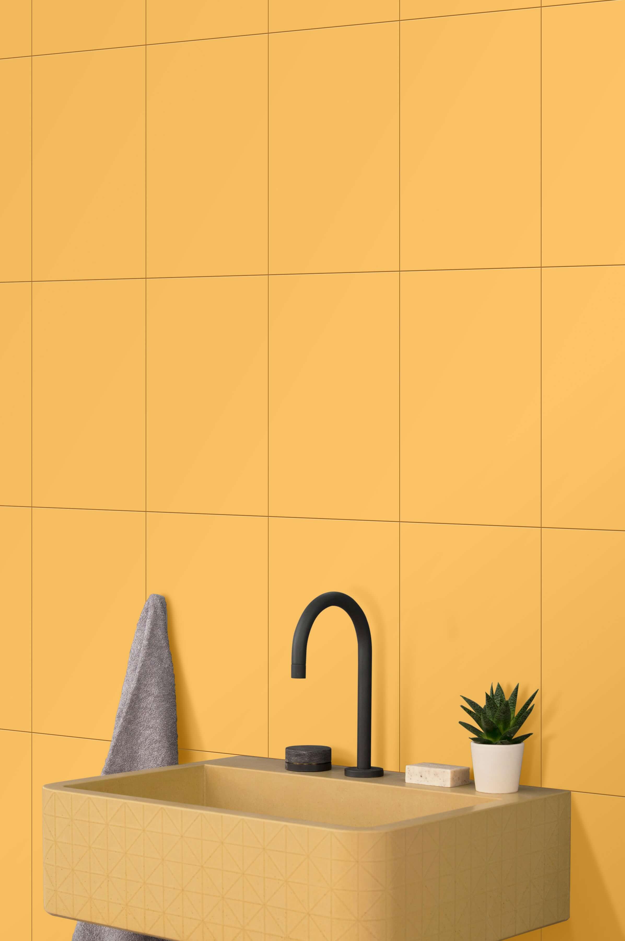 Plain Mango Yellow Tiles Wall Tiles Plain Pattern Glossy Yellow | Image 2